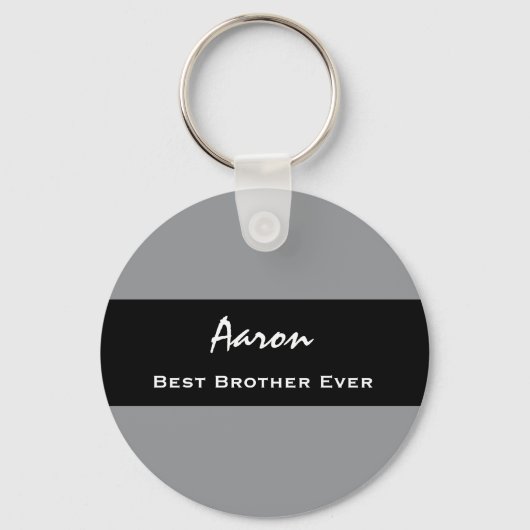 Beste Broer ooit grijs en zwarte aangepaste naam Z Sleutelhanger (Voorkant)