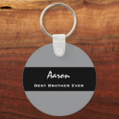 Beste Broer ooit grijs en zwarte aangepaste naam Z Sleutelhanger (Voorkant)