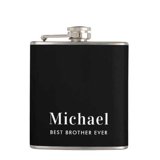 Beste broer ooit Monogram Zwart Heupfles (Voorkant)