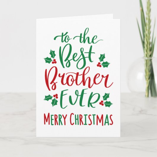 Beste Broer Ooit Prettig Kerstmis Typografie Kaart (Voorkant)