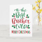 Beste Broer Ooit Prettig Kerstmis Typografie Kaart (Gele Bloem)