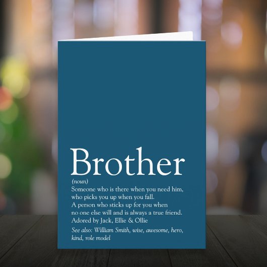 Beste broer ter wereld definitie blauw kaart