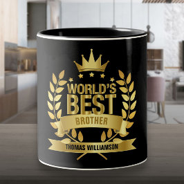 Beste Broer ter Wereld Fun Zwart en Goud Tweekleurige Koffiemok