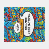 Beste Broer van de Wereld Cool Fun Comic Boek Blau Fleece Deken (Voorkant (Horizontaal))