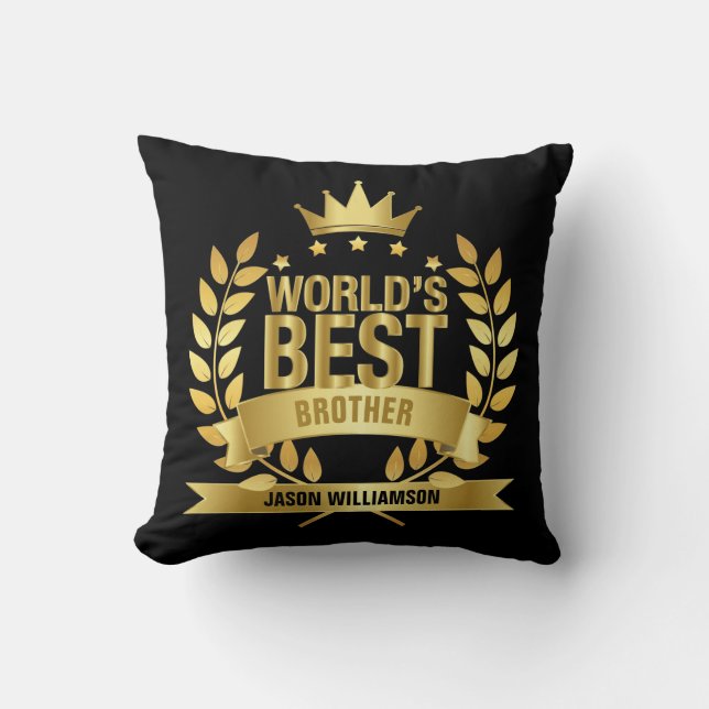 Beste Broer van de Wereld Zwart en Goud Kussen (Voorkant)