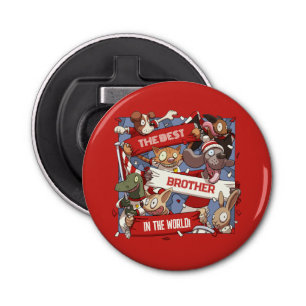 Beste Brother Funny Animal Fans Cartoon Button Flesopener