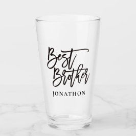 Beste Brother Gift Black script, naam Glas