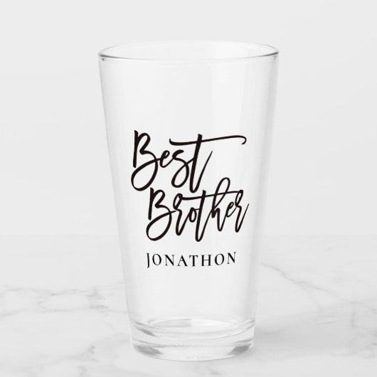 Beste Brother Gift Black script, naam Glas (Voorkant)