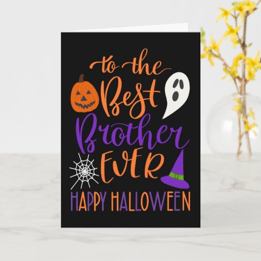 Beste Brother ooit Halloween in Sinaasappel en Paa Kaart (Gele Bloem)