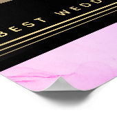 Beste bruidsfoto met hond sjabloon Roze Paars Poster (Hoek)