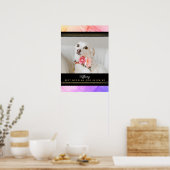 Beste bruidsfoto met hond sjabloon Roze Paars Poster (Keuken)