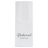 Beste bruidsmeisje handgeschreven script aangepast wijn cadeautas (Voorkant)