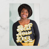 Beste BSS Ever Custom Gold Photo Flat-Kaarten Folie Feestdagenkaart (Voorkant)