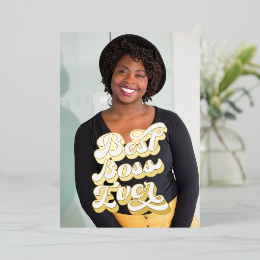 Beste BSS Ever Custom Gold Photo Flat-Kaarten Folie Feestdagenkaart (Staand Voorkant)