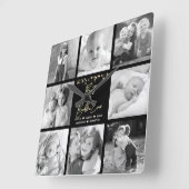 Beste Bubbie Ever 8 Fotocollage Gouden Glitter Gla Vierkante Klok (Hoek)