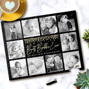 Beste Bubbie Ooit 10 Fotocollage Gouden Glitters Legpuzzel