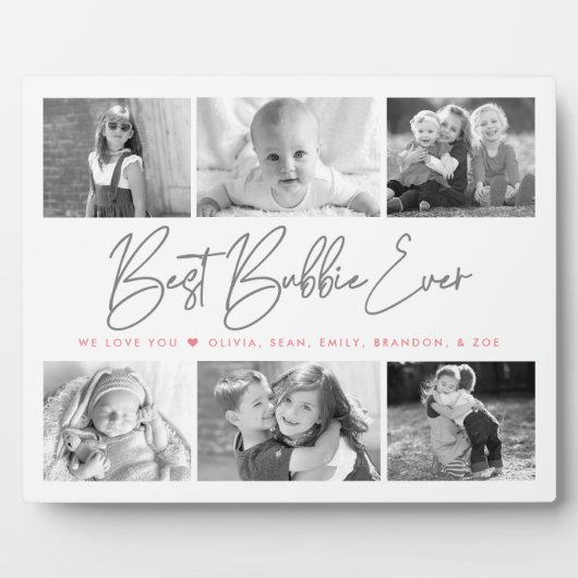 Beste Bubbie Ooit 6 Fotocollage Modern Script Fotoplaat (Voorkant)