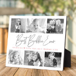 Beste Bubbie Ooit 6 Fotocollage Modern Script Fotoplaat<br><div class="desc">"Beste Bubbie ooit." Ze houdt elke minuut van haar kleinkinderen. Een stijlvolle, eenvoudige visuele van zacht grijs handgeschreven script en zacht roze sans serif typografie bedekken een witte achtergrond. Voeg zes gekoesterde foto's van uw keuze toe en pas de naam (s) / boodschap aan, voor de perfecte moderne, stijlvolle, gepersonaliseerde...</div>