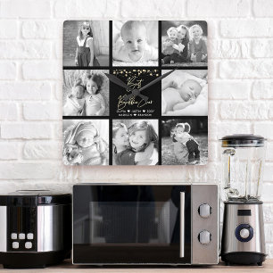 Beste Bubbie Ooit 8 Foto Collage Goud Glitters Gla Vierkante Klok