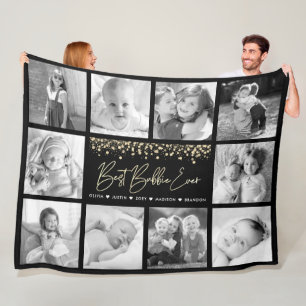 Beste Bubbie Ooit Gouden Glitter 10 Fotocollage Fleece Deken