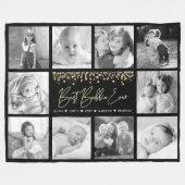 Beste Bubbie Ooit Gouden Glitter 10 Fotocollage Fleece Deken (Voorkant (Horizontaal))