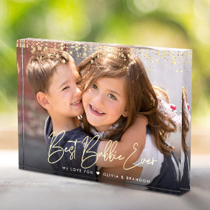 Beste Bubbie Ooit Gouden Glitter Script Aangepaste Fotoblokken