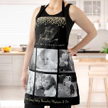 Beste Bubbie Ooit Keuken Chef Gold 6 Fotocollage Schort<br><div class="desc">"Beste Bubbie ooit." Alles te glamoureus en liefdevol elke minuut met haar kleinkinderen. Voeg extra glans toe aan haar culinaire avonturen wanneer ze dit elegante, verfijnde, eenvoudige en moderne schort draagt. Een stijlvolle, glam visual van gouden folie handgeschreven script en gouden glitter folie confetti stippen bedekken een zwarte achtergrond. Voeg...</div>