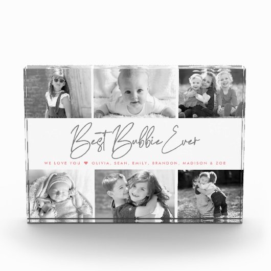 Beste Bubbie Ooit Modern Grijs Script Custom Colla Fotoblokken (Voorkant)