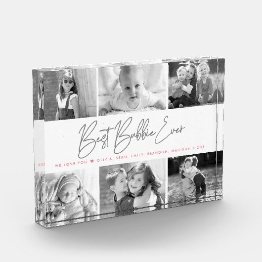 Beste Bubbie Ooit Modern Grijs Script Custom Colla Fotoblokken (Links)