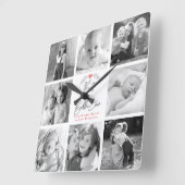 Beste Bubbie Ooit Modern Script 8 Fotocollage Vierkante Klok (Hoek)