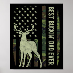 Beste Buckin' Dad Camouflage Amerikaanse vlag hert Poster