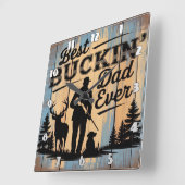 Beste Buckin 'Dad: Hunter, Deer, Dog Vierkante Klok (Hoek)