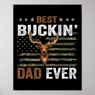 Beste Buckin' Dad Ooit Camo Flag Kleding Voor Papa Poster