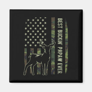 Beste Buckin' Papaw Camo Amerikaanse vlag herten j Magneet