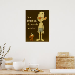 Beste Buddies-grillige Cartoon Hond & Kind Poster