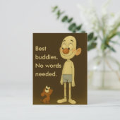 Beste Buddies-Hartverwarmende Cartoon Dog & Friend Briefkaart (Staand voorkant)
