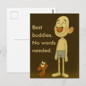 Beste Buddies-Hartverwarmende Cartoon Dog & Friend Briefkaart (Voorkant / Achterkant)