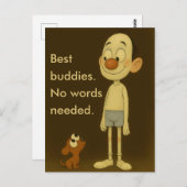 Beste Buddies-Hartverwarmende Cartoon Dog & Friend Briefkaart (Voorkant / Achterkant)