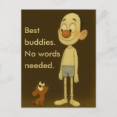 Beste Buddies-Hartverwarmende Cartoon Dog & Friend Briefkaart (Voorkant)