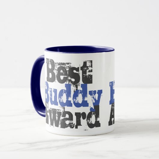 Beste Buddy Award in blauw en grijs mok (Voorkant links)