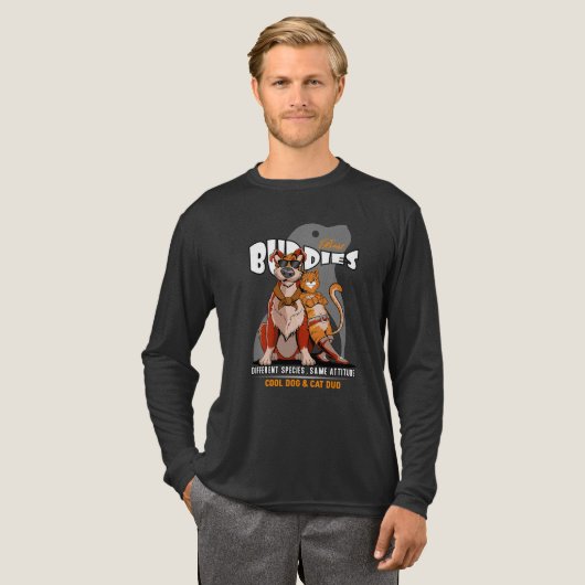 Beste Buddy (donkere modus) | Heren shirt met lang (Voorkant)