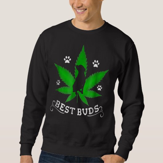 Beste Buds Grappige Pitbull Weed Dog Trui (Voorkant)