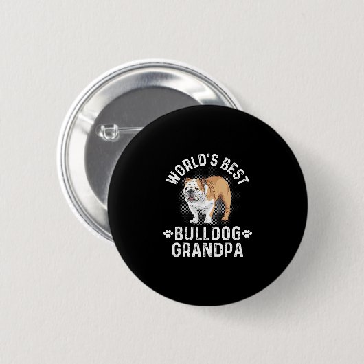 Beste Bulldog Opa - Hond Opa Ronde Button 5,7 Cm (Voorkant /achterkant)