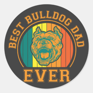 Beste Bulldog Papa Ooit Retro Vintage Vaderdag Ronde Sticker