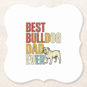 Beste Bulldog Papa Ooit Vintage Gravure Shirt Ontw Kartonnen Onderzetters