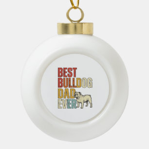 Beste Bulldog Papa Ooit Vintage Gravure Shirt Ontw Keramische Bal Ornament