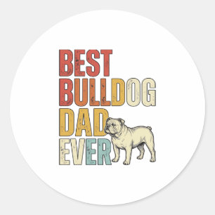 Beste Bulldog Papa Ooit Vintage Gravure Shirt Ontw Ronde Sticker