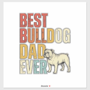 Beste Bulldog Papa Ooit Vintage Gravure Shirt Ontw Sticker