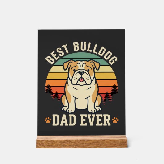Beste Bulldog Vader Ooit Retro Vector Acryl Bord (Voorkant)