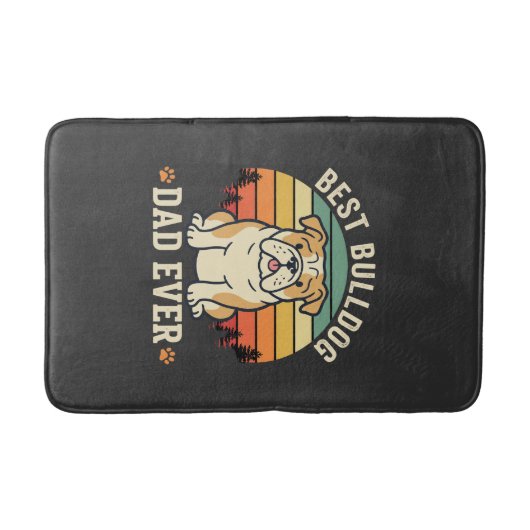 Beste Bulldog Vader Ooit Retro Vector Badmat (Voorkant)